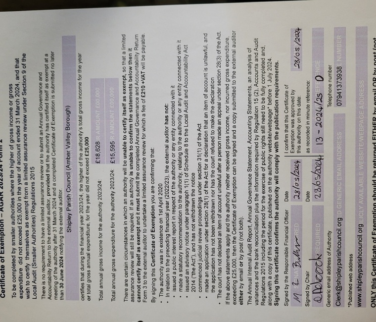 Certificate of Exemption AGAR 2023-24