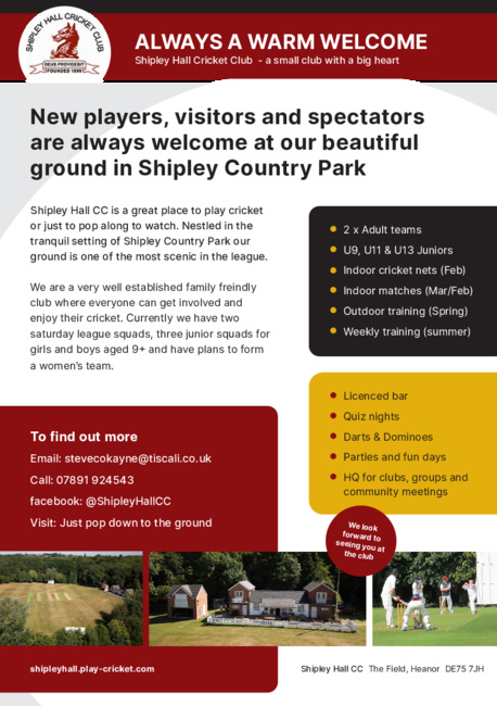 Shipley Hall Cricket Club new season 2023